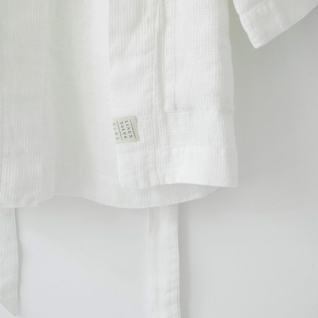 Linen Bathrobe for Kids - White