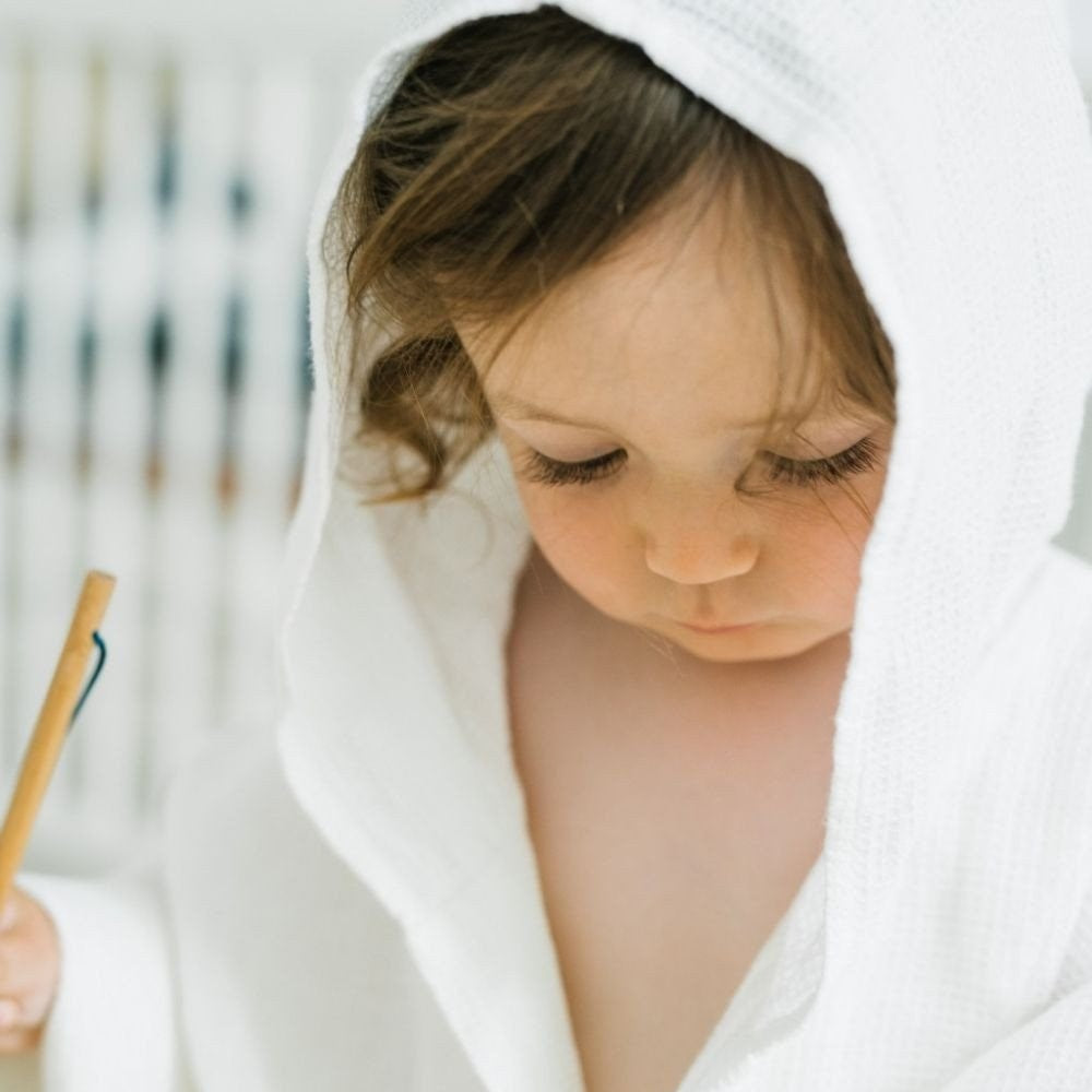 Linen Bathrobe for Kids - White