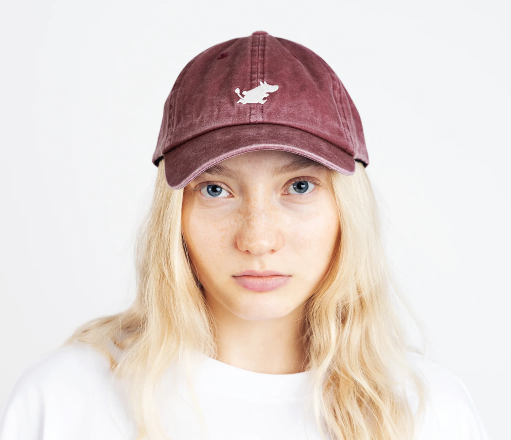 Moomintroll Washed Denim Adult Cap - Burgundy